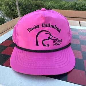 Vintage Ducks Unlimited Neon Purple Cap Hat Snapback Hunting Boars Head Youngan